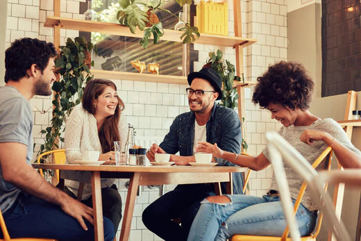 Friends sitting in a coffee shop